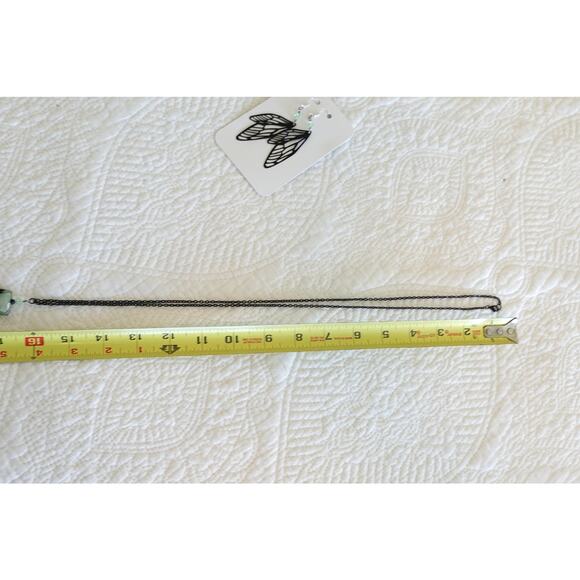 Black Long Chain Hard Candy Necklace Set / Fairy Wing Earrings - Picture 9 of 9